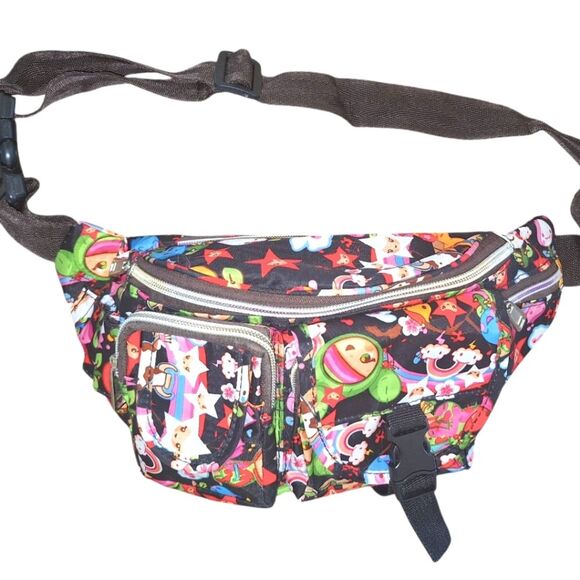 Funky Fanny Pack Bum Belt Bag Colorful Cartoon Print Festival Waist Bag Nylon EC - Picture 1 of 14